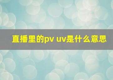 直播里的pv uv是什么意思